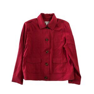 NWOT Draper's & Damon's Womens Size PL Red Button Down Blazer Jacket